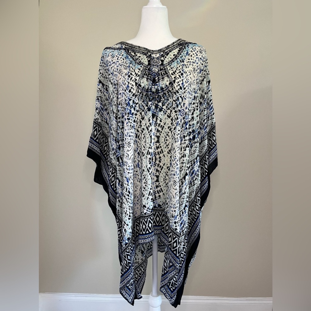 Parker Blue and White Beaded Kaftan